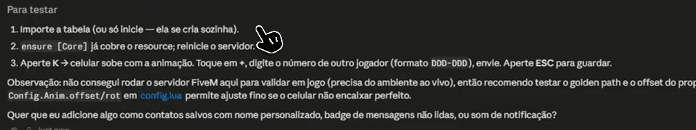 Instruções de teste geradas pelo Claude Code