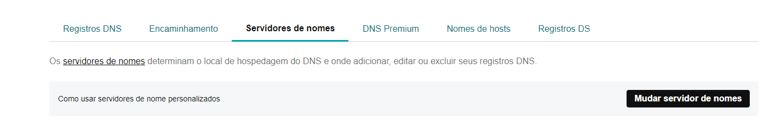 Aba de servidores de nomes com a opção de alteração