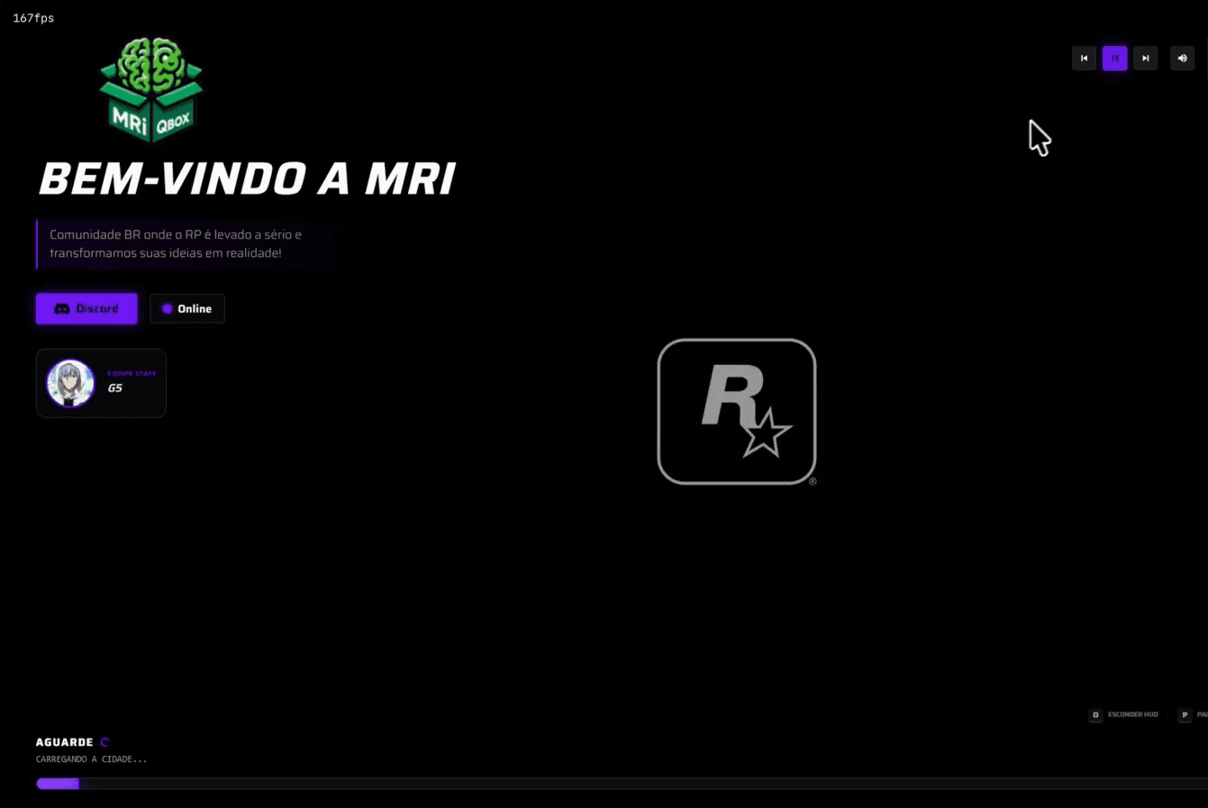 Tela de carregamento da cidade MRI QBox