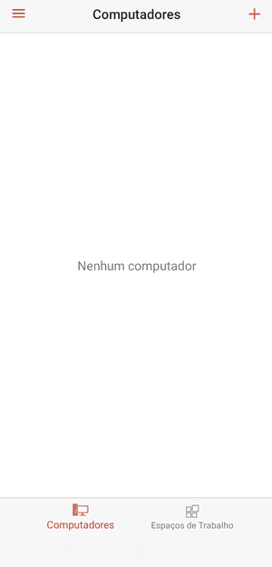 Tela inicial do aplicativo com o botão de adicionar