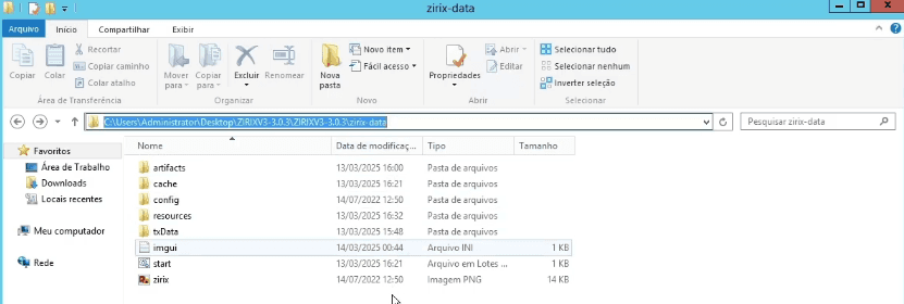 Barra de endereço do explorador com o caminho completo da pasta selecionado