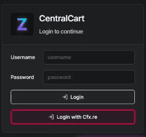 Tela de login do txAdmin acessada pelo navegador fora da VPS
